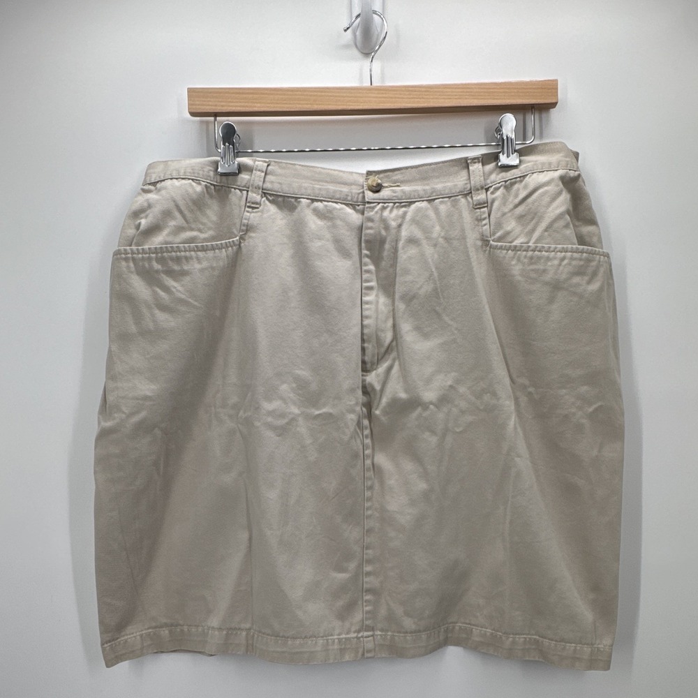 Carolina Plus Blues Womens 24W Beige Cotton Twill Straight Knee Skirt Pockets